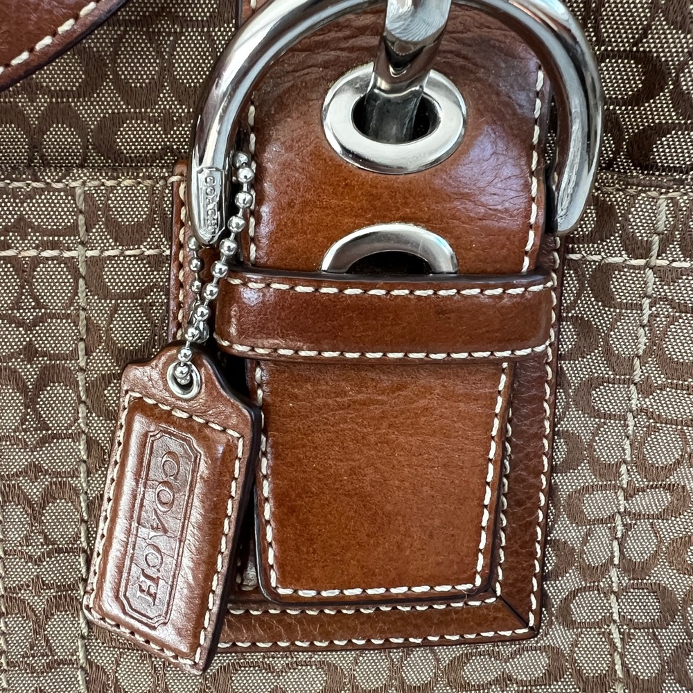 🤎 Coach Soho Mini Signature Tote Satchel  F12310 Brown Khaki Y2K Camel Leather - Picture 3 of 16